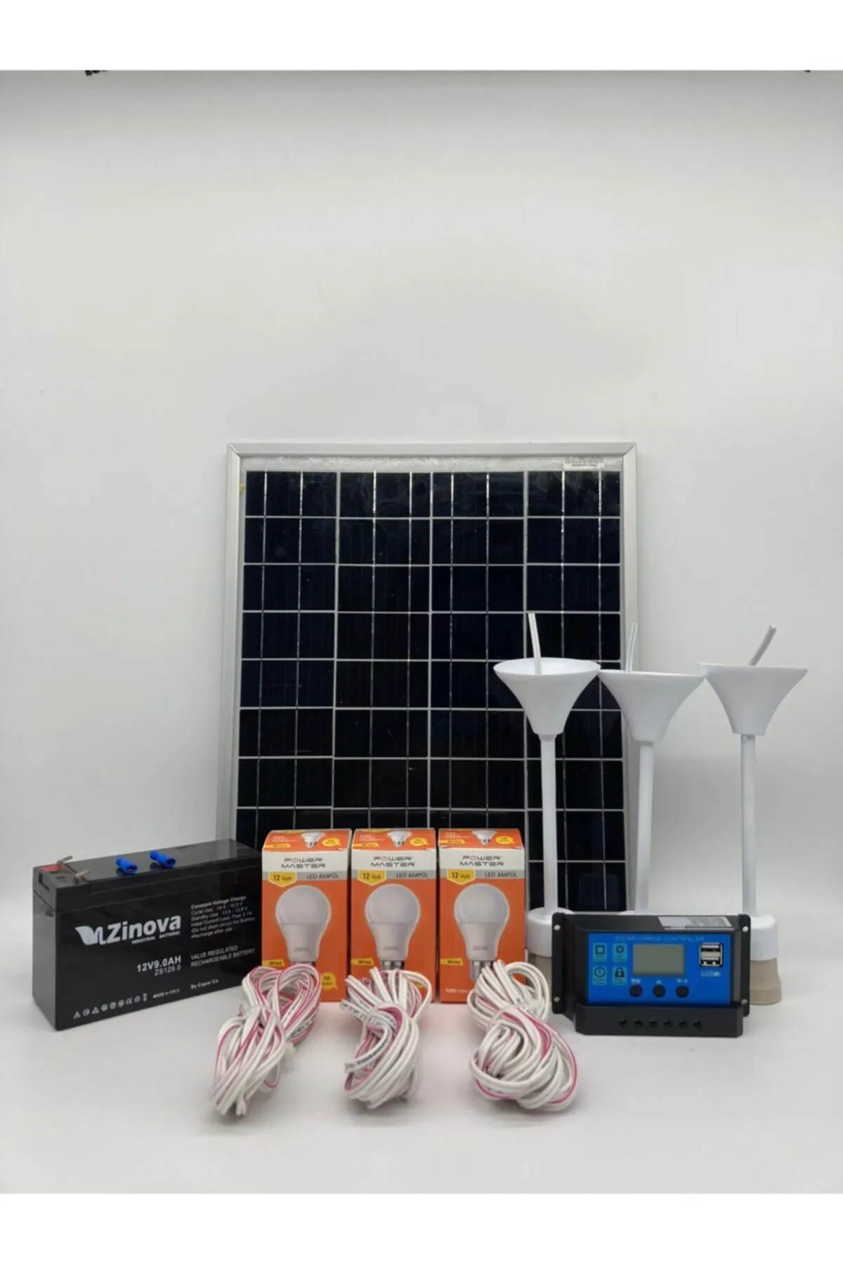 25W Mono Solar  Güneş Enerji Paketi (Ayd + Telefon Şarjı)