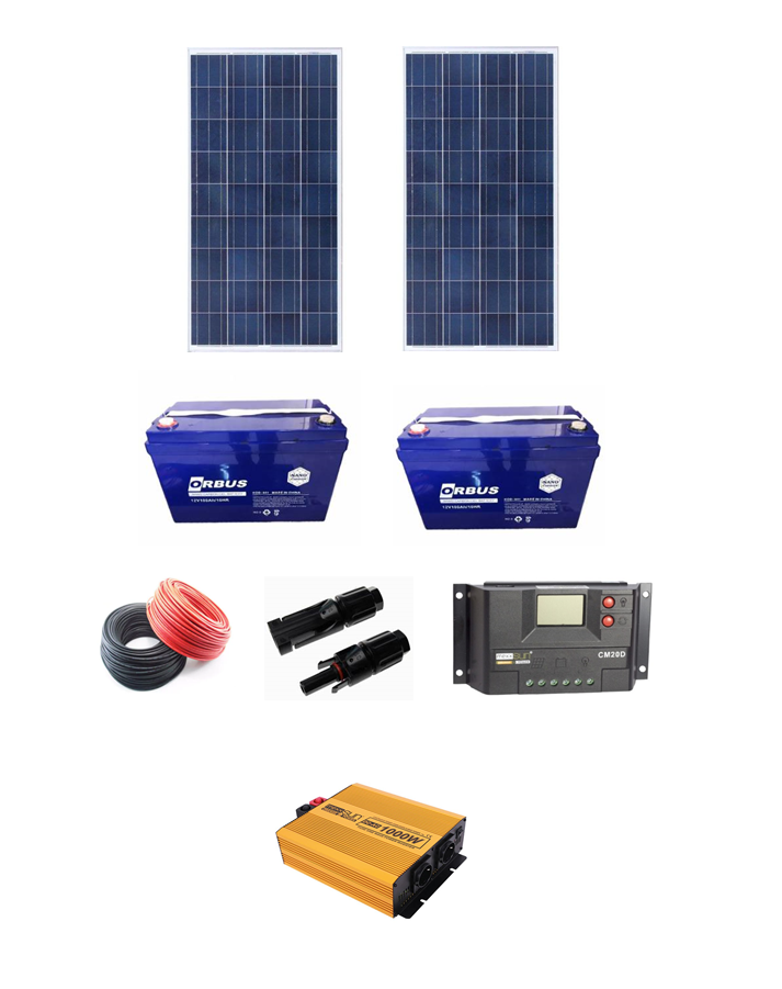1000W TS Mono Güneş Enerji Paketi ( Mini Buzdolabı + TV + Ayd + Şarj + Laptop)