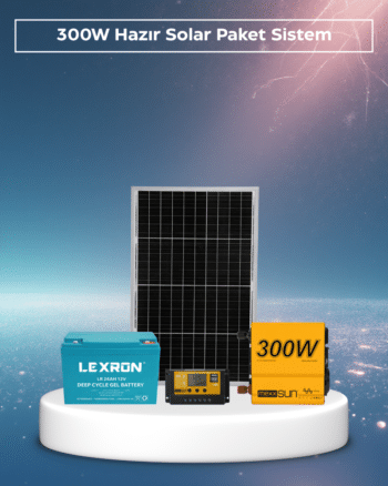300W hazır solar paket sistem panel akü inverter seti -telefon şarj- aydınlatma