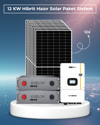 12KW trifaze hibrit solar paket, 600W paneller ve 51.2V 100Ah lityum akü ile yüksek verimli şebeke destekli güneş enerjisi sistemi