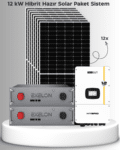 12KW Hibrit Solar Paket Monofaze | 600W Panel + 51.2V 100Ah Lityum