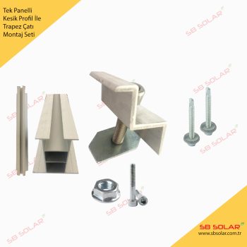 Güneş Paneli Solar Montaj Ekipmanı Tek Panel Trapez Çati Tam Boy
