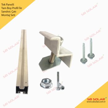 Güneş Paneli Solar Montaj Ekipmanı Tek Panel Sandvi̇ç Çati Tam Boy