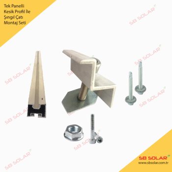 Güneş Paneli Solar Montaj Ekipmanı Tek Panelli Şıngıl Çatı Için