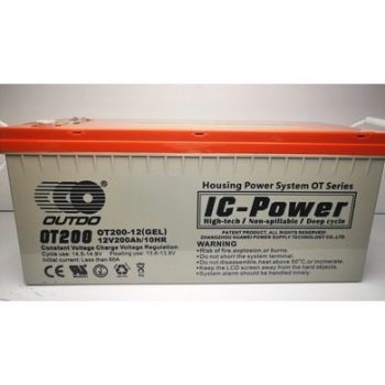 Outdo 12 V 200 Ah Akıllı Jel Akü Dijital Ekran