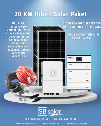 20 Kw Hibrit Paket - 2 Gün Boyunca Yetecek Lityum Akü Kapasiteli