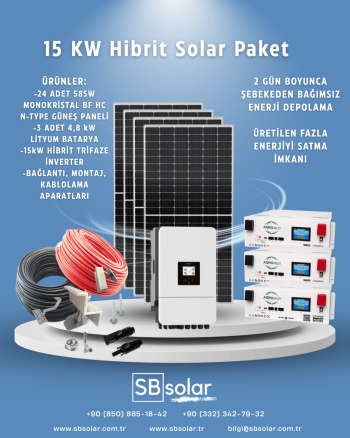 15 Kw Hibrit Paket - 2 Gün Boyunca Yetecek Lityum Kapasiteli