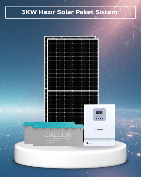 3Kw Hazır Solar Paket | 2×600W Bifacial Panel + 2×200AH Jel Akü | Mppt Akıllı Inverter Off-Grid Sistem