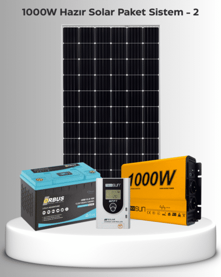 1000W Hazır Solar Paket - 2 | 400W Panel + Lifepo4 Lityum Akü | Tam Sinüs Inverter Off-Grid Güneş Enerji Sistemi