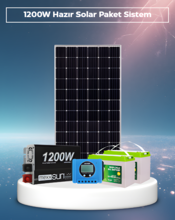 1200W Hazır Solar Paket | 400W Panel + 2×100AH Jel Akü | PWM Şarj Kontrol Off-Grid Güneş Enerji Sistemi