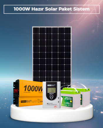 1000W Hazır Solar Paket | 400W Monokristal Panel + 2×Jel Akü | Mppt Şarj Kontrol Off-Grid Güneş Enerji Seti