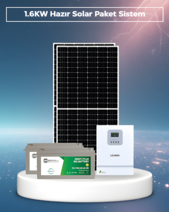 1,6Kw Hazır Solar Paket | 2×600W Bifacial Panel + 2×150AH Jel Akü | Mppt Akıllı Inverter Off-Grid Güneş Enerji Sistemi