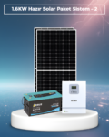 1,6Kw Hazır Solar Paket - 2 | 2×600W Bifacial Panel + 12.8V 200AH Lifepo4 Lityum Akü | Mppt Akıllı Inverter Off-Grid Sistem