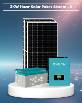 3Kw Hazır Solar Paket - 2 | 4×600W Bifacial Panel + 2×200AH Jel Akü | Mppt Akıllı Inverter Off-Grid Sistem